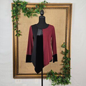 Alfani Petite Asymmetrical-Hem Colorblocked Long Sleeve Top